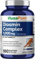 NusaPure Complejo de Diosmina 1.000 mg por porción - 180 Cápsulas Vegetales (No-GMO, Vegano) con Citrus Aurantium