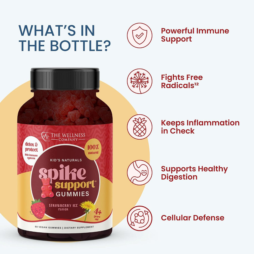 Kids Naturals Spike Support Gummies – Bienestar durante todo el año con Vitamina C, D y Zinc | 60 gominolas (1 mes)