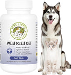 Wholistic Pet Organics Krill Oil para Perros y Gatos - Suplemento Antioxidante Premium - 60 Cápsulas Blandas