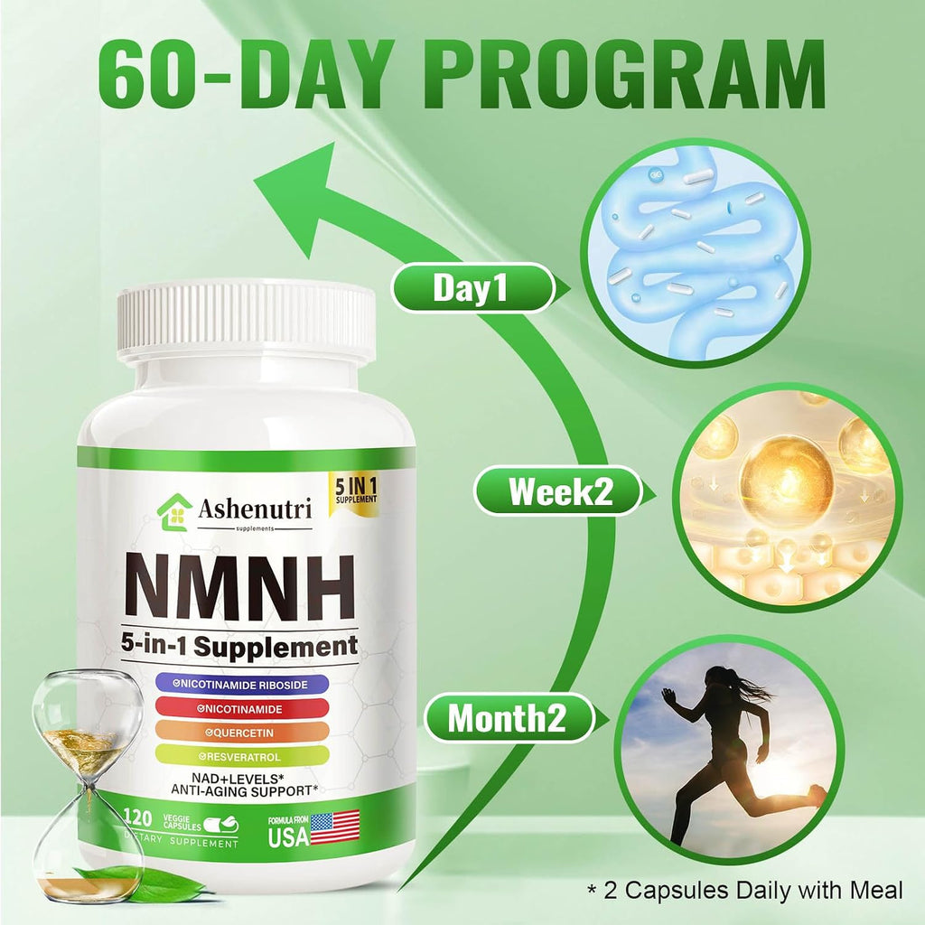 NMNH (Dihidronicotinamida Mononucleótido) con Niacinamida, Quercetina y Resveratrol - Apoyo NAD+ - 120 Cápsulas