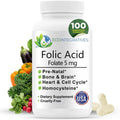 Ácido Fólico 5mg (B9) - Complemento Prenatal y Salud Cardiovascular - 100 Cápsulas Veganas