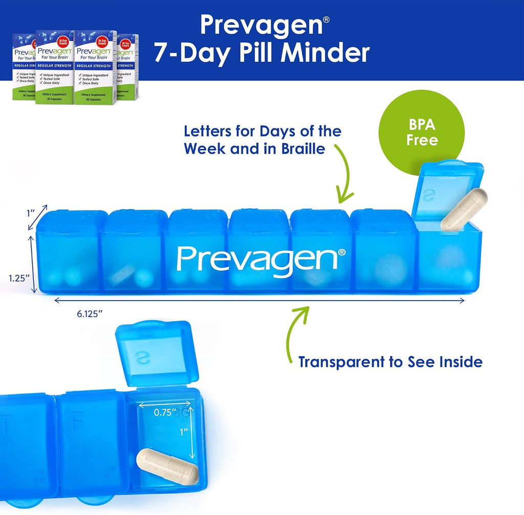 Prevagen Regular Strength - 120 Capsules (4 Month Supply) | Formulated for Your Brain | 10mg Apoaequorin Plus Vitamin D3 with 7-Day Pill Case