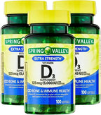 Vitamina D3 5000 IU (125 mcg) – 200 Softgels (Pack de 2) – Suplemento de Alta Potencia para Huesos e Inmunidad
