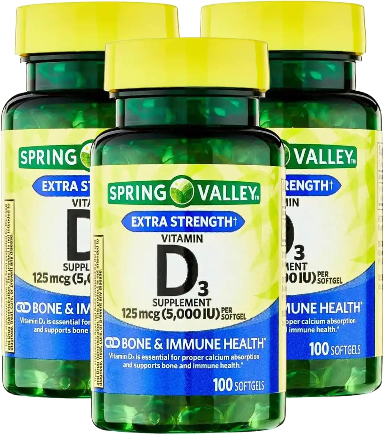 Vitamina D3 5000 IU (125 mcg) – 200 Softgels (Pack de 2) – Suplemento de Alta Potencia para Huesos e Inmunidad
