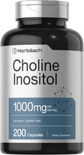 Horbaach Colina e Inositol 1000mg | 200 Cápsulas | Sin Gluten, No GMO