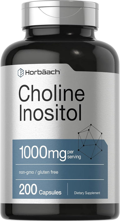 Horbaach Colina e Inositol 1000mg | 200 Cápsulas | Sin Gluten, No GMO – Image 1