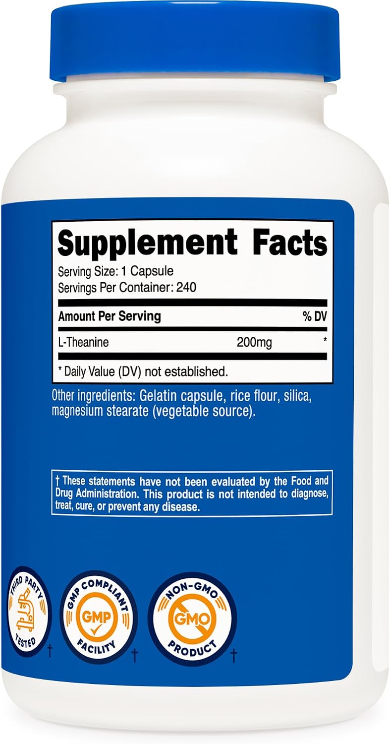 Nutricost L-Teanina 200mg, 240 Cápsulas - Doble Concentración