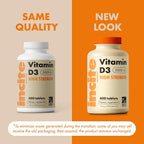 Incite Nutrition Vitamina D3 5000 IU - 400 Microcomprimidos de Colecalciferol - Suplemento Vegetariano - Alta Concentración