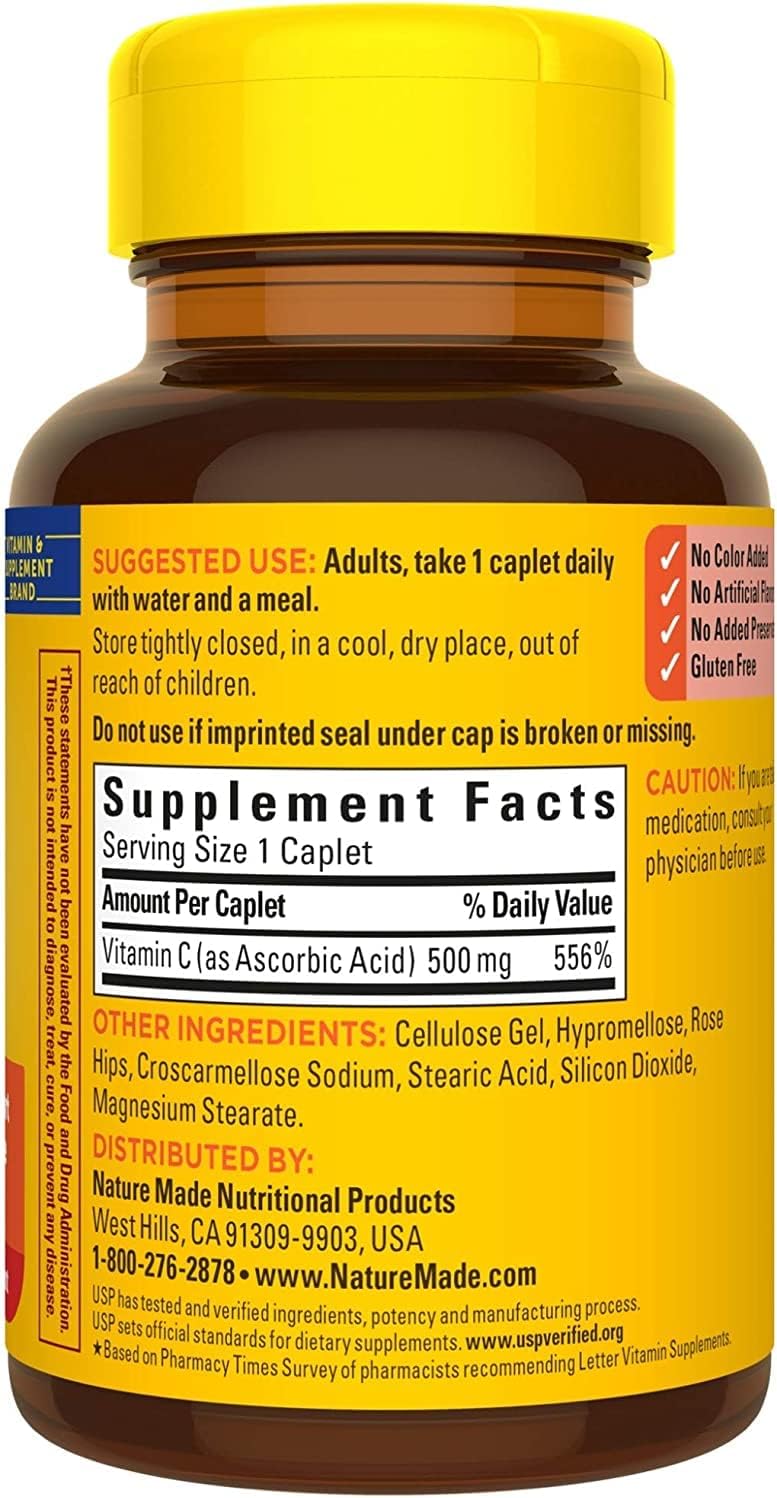 Nature Made Vitamina C 500 mg Comprimidos con Escaramujo, 130 Comprimidos (Paquete de 3)