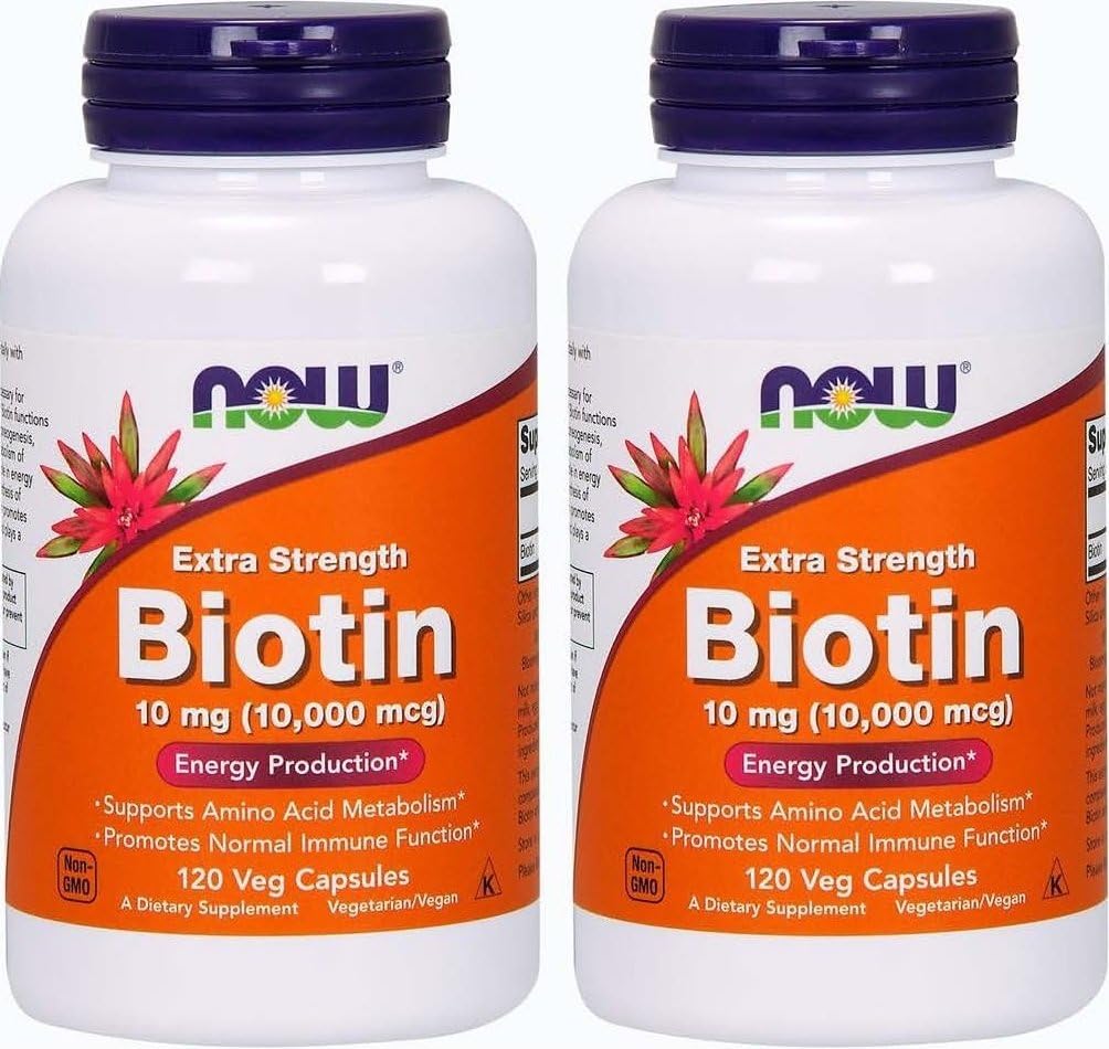 Now Foods Biotina 10 mg, 120 Cápsulas Vegetales (Paquete de 2)