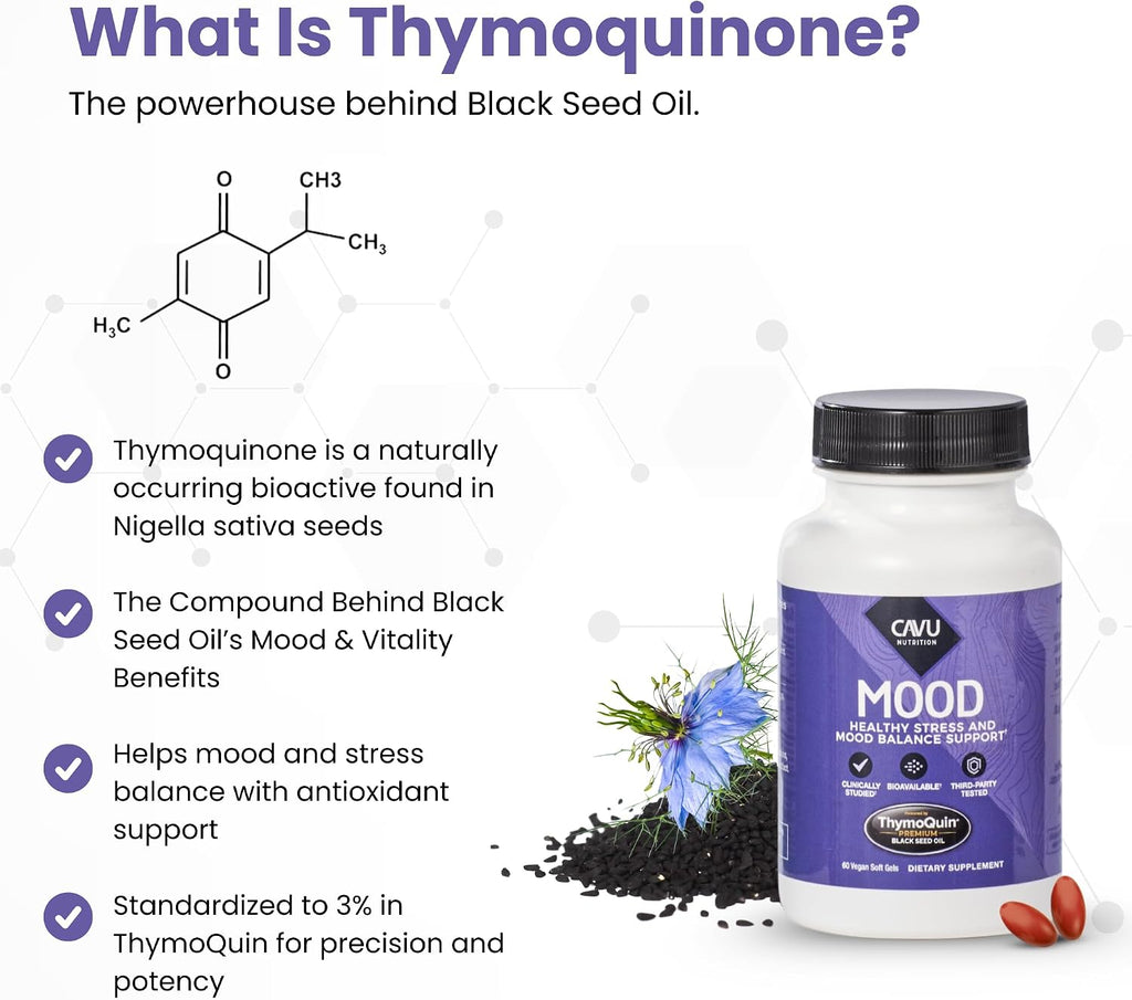 ThymoQuin Mood Support Supplement con Aceite de Semillas Negras | 60 Cápsulas Blandas
