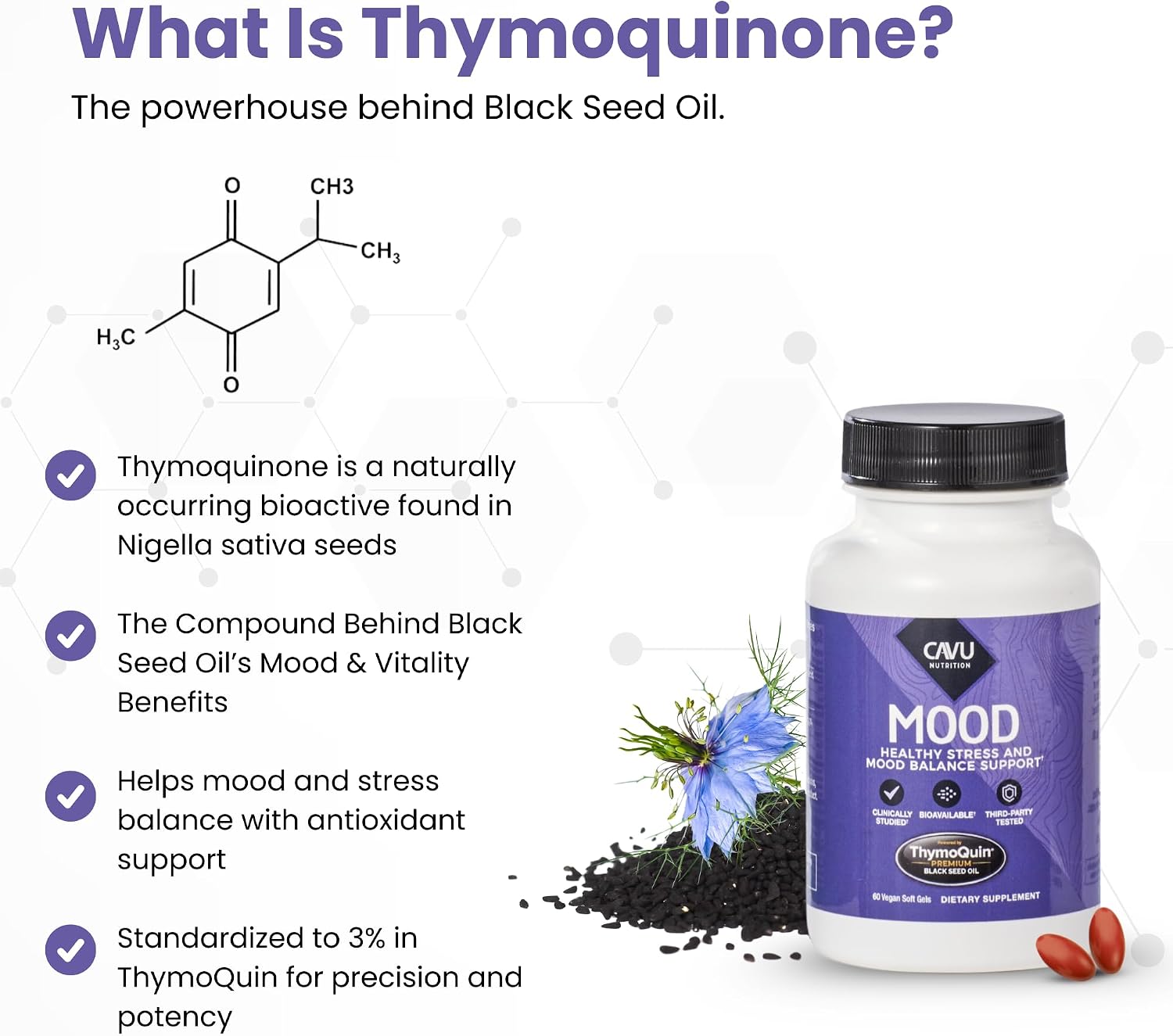 ThymoQuin Mood Support Supplement con Aceite de Semillas Negras | 60 Cápsulas Blandas