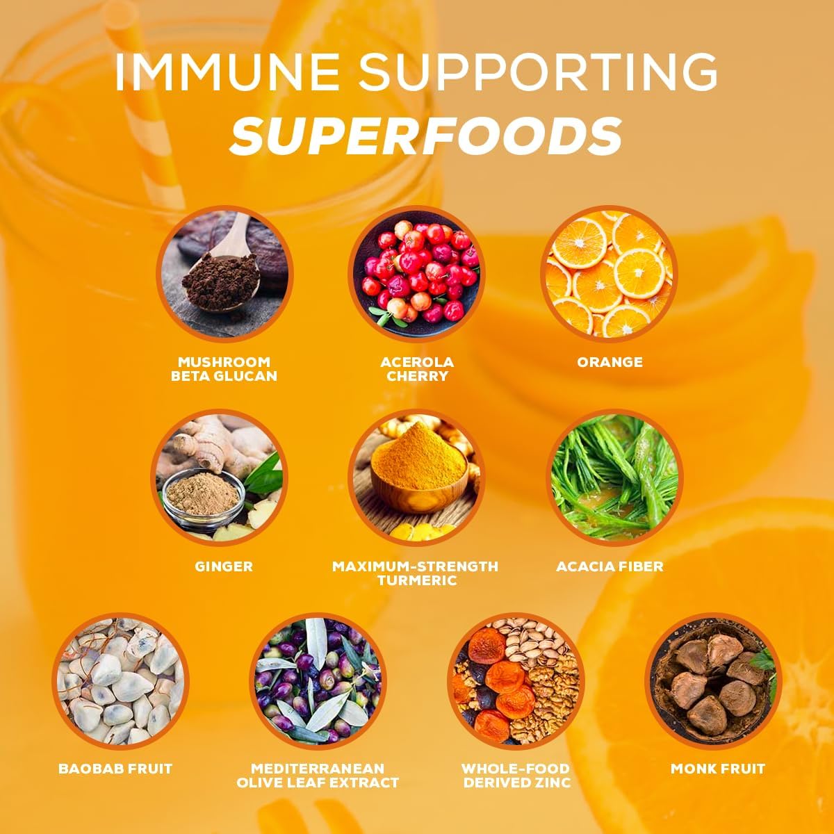 Organifi Immunity - Polvo Orgánico de Apoyo Inmunitario con Beta-Glucanos de Hongos, Vitamina C, D y Zinc - 15 Sobres Individuales