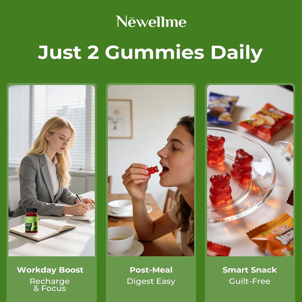 NEWELLME Gominolas de Vinagre de Manzana con la Madre y Vitamina B12 - Sin Azúcar, Veganas, 30 unidades