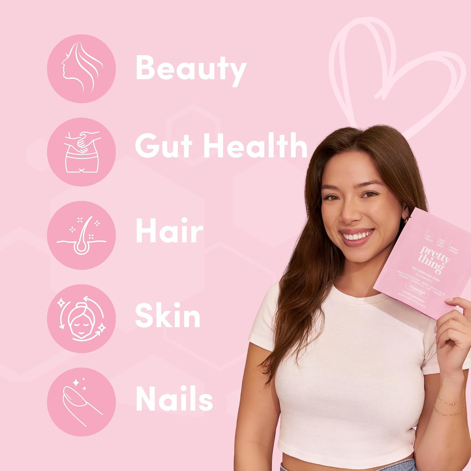 Pretty Thing Colostrum Bites para Mujer – 1g de Calostro Bovino con Biotina, Folato, Zinc y Vitaminas A, C, E – Suplemento de Belleza y Bienestar para Cabello, Piel y Sistema Inmunitario - 30 Bites