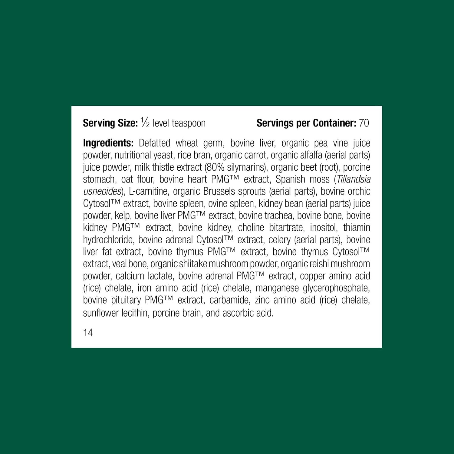Standard Process Inc. Suplemento para Perros de Apoyo Integral y Multisistémico - Polvo Nutricional para el Mantenimiento de la Salud Diaria - 100 g