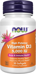 Now Supplements, Vitamina D3 5,000 UI, Alta Potencia, Soporte Estructural*, 30 Softgels