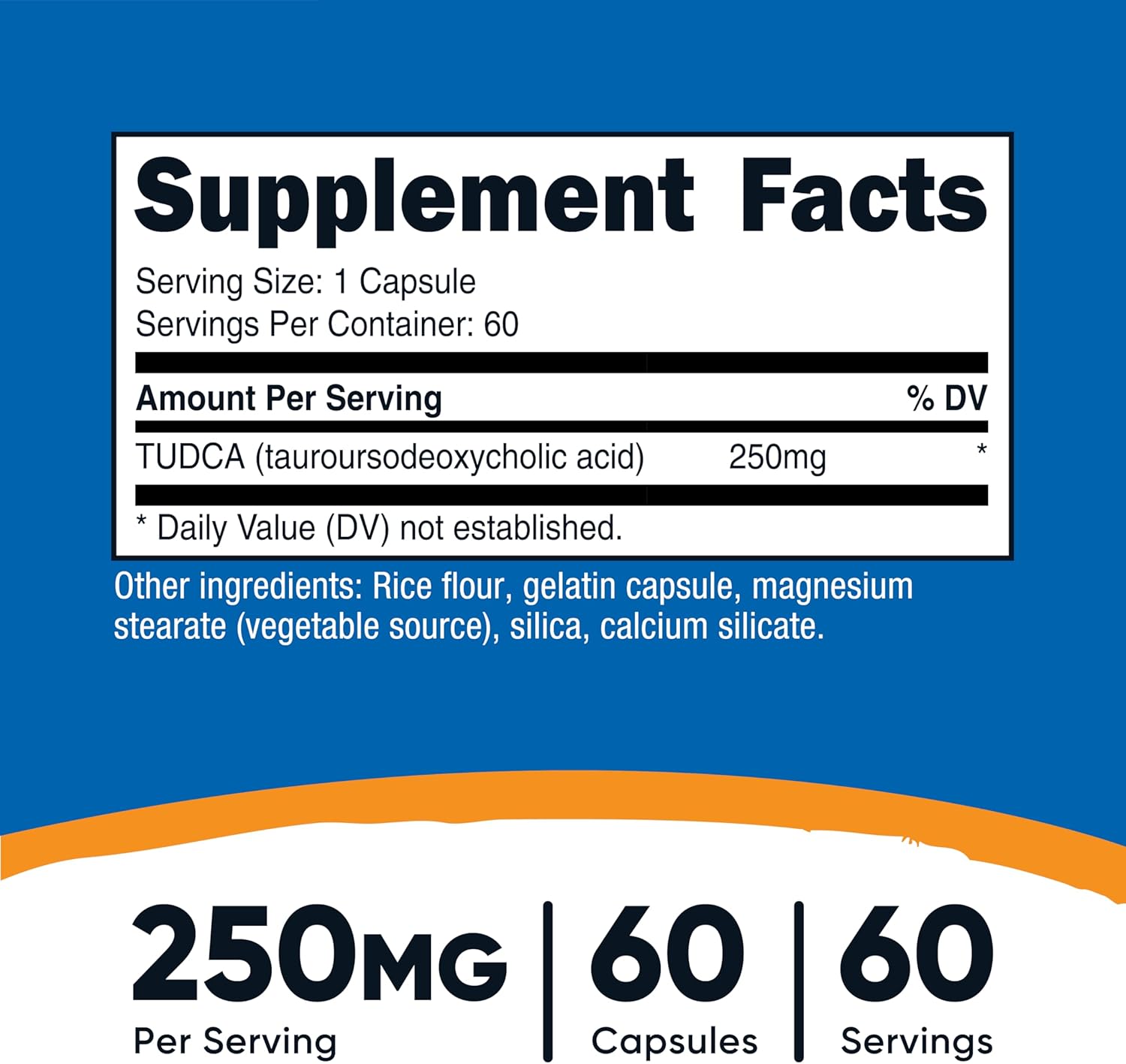 Nutricost TUDCA 250mg, 60 Cápsulas (Ácido Tauroursodesoxicólico) - Calidad Premium
