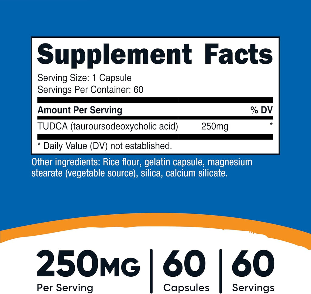 Nutricost TUDCA 250mg, 60 Cápsulas (2 Frascos)