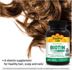 Country Life Biotina 10 mg (10000 mcg) - Vegano y Sin Gluten