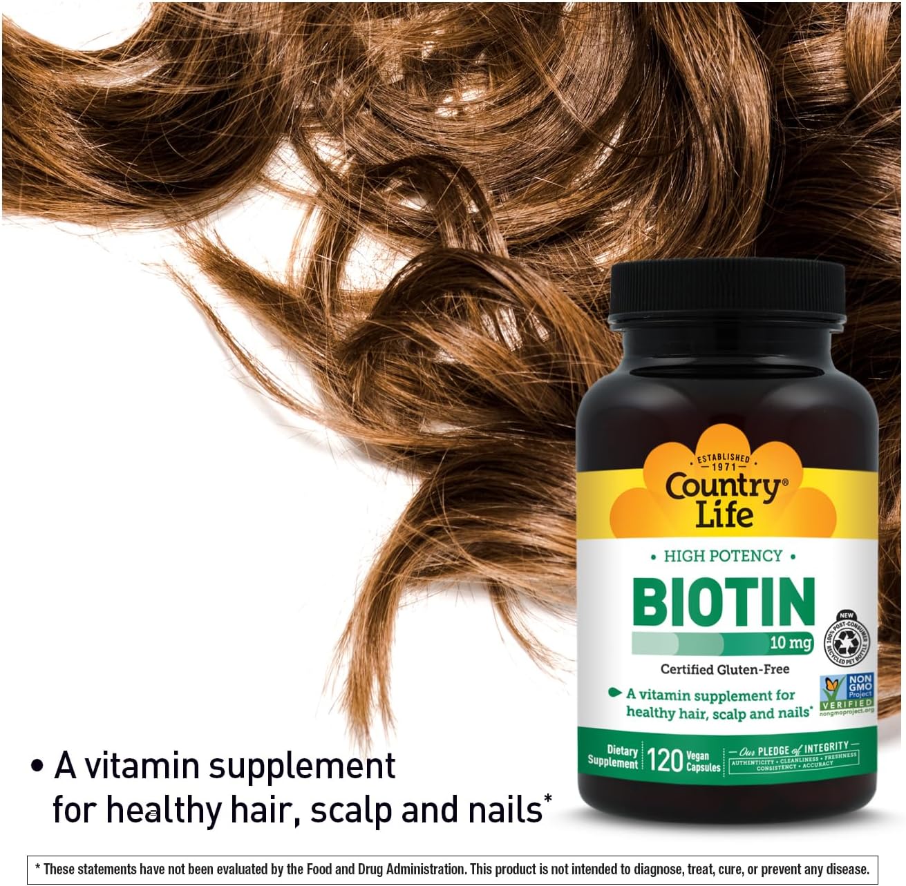 Country Life Biotina 10 mg (10000 mcg) - Vegano y Sin Gluten