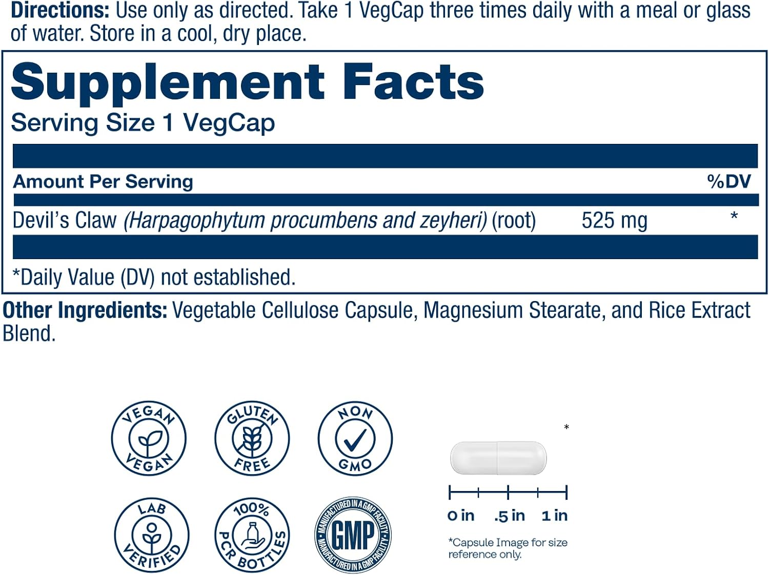 Solaray Garra del Diablo Raíz 525 mg - 100 Cápsulas Veganas