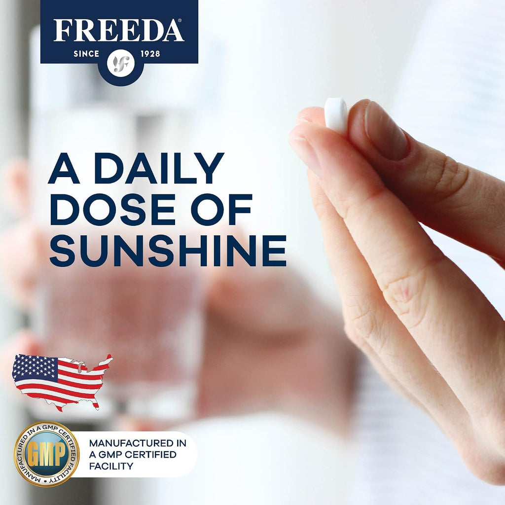 FREEDA Vitamina D2 2000 UI – Ergocalciferol Vegano para Huesos e Inmunidad – 100 Comprimidos Pequeños