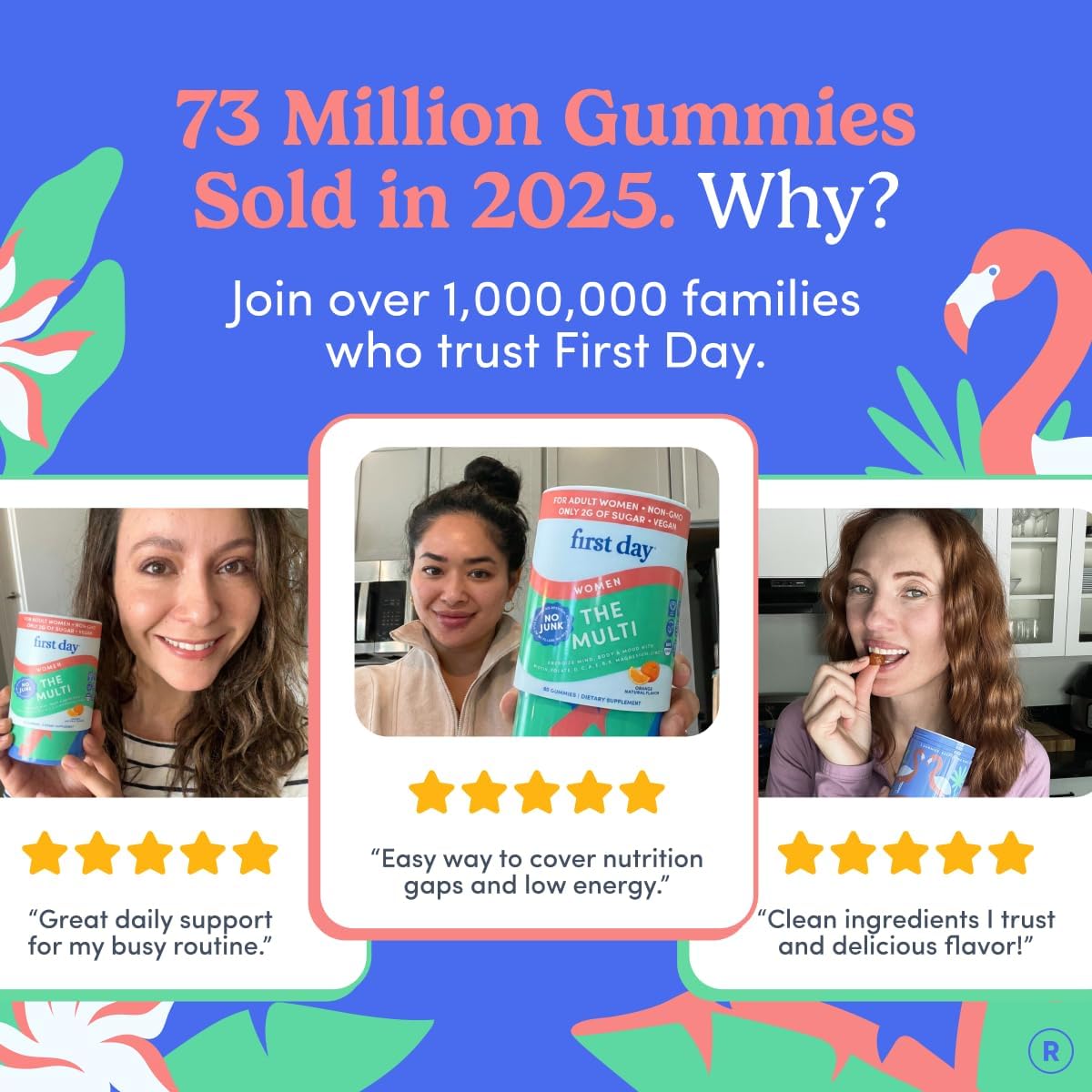 FIRST DAY Women's Multivitamin Gummies – Multivitamínico diario con superalimentos orgánicos, folato metilado, zinc y biotina – Vegano, 120 gominolas
