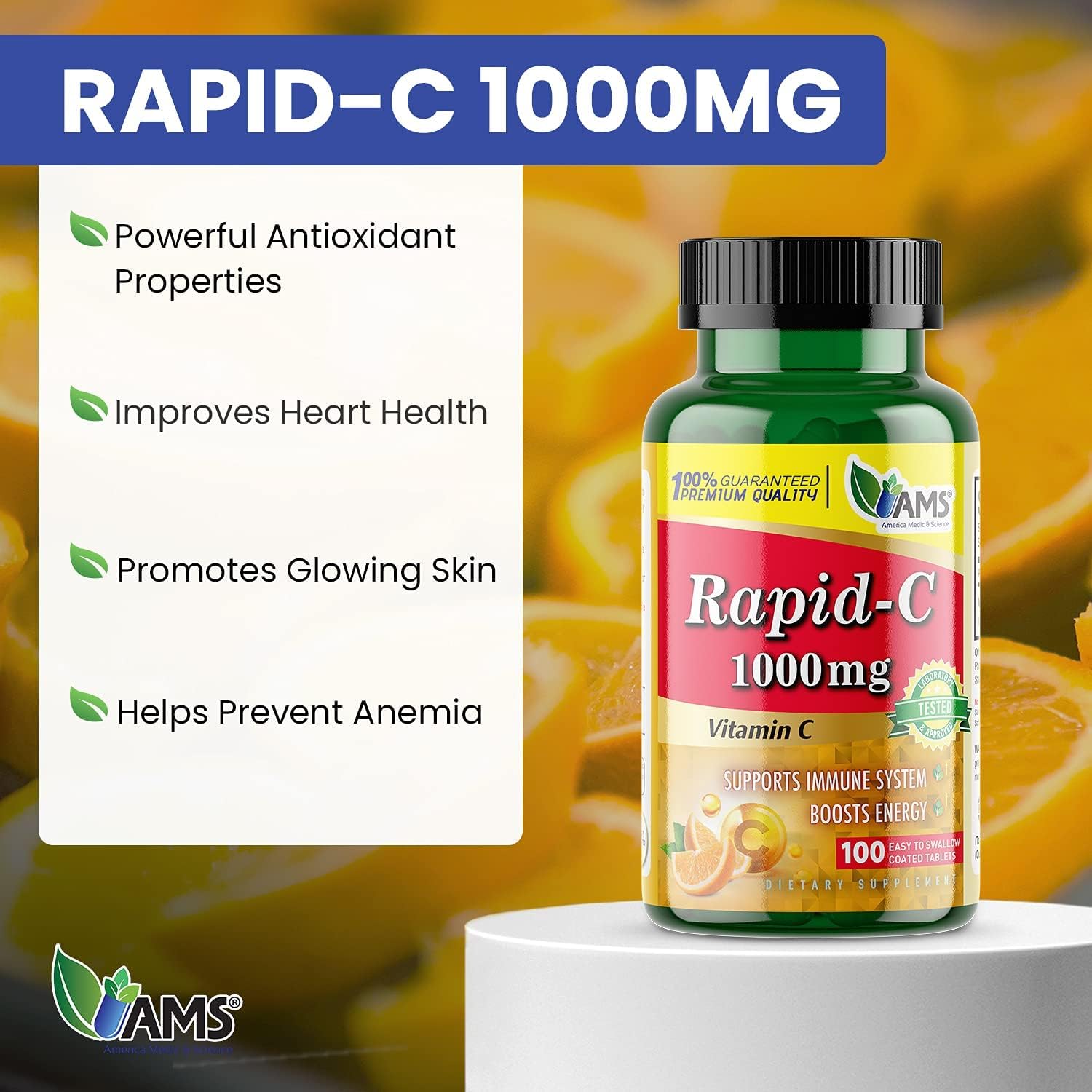 America Medic & Science Rapid-C 1000 mg Vitamina C (5 x 100 Comprimidos)