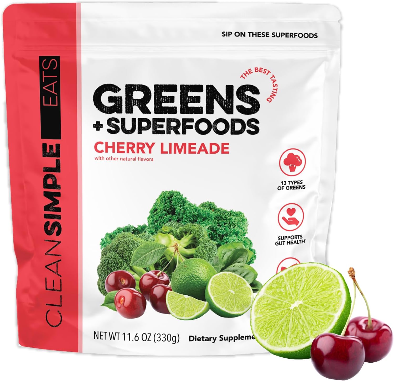 Clean Simple Eats Super Greens Polvo - Sabor Melocotón - 30 Dosis