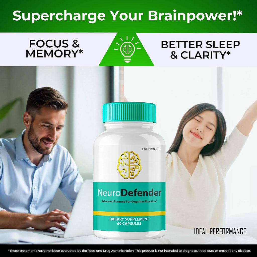 Neuro Defender - Complemento para el Cerebro, Memoria y Concentración, Fórmula Avanzada, 5 Envases