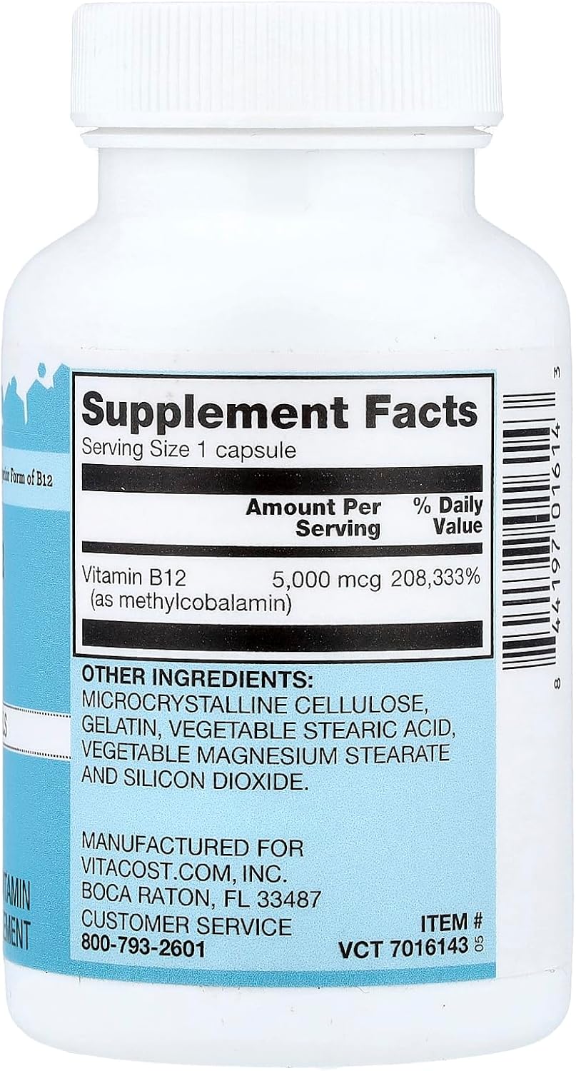 Vitacost Vitamina B12 5000 mcg - 60 Cápsulas