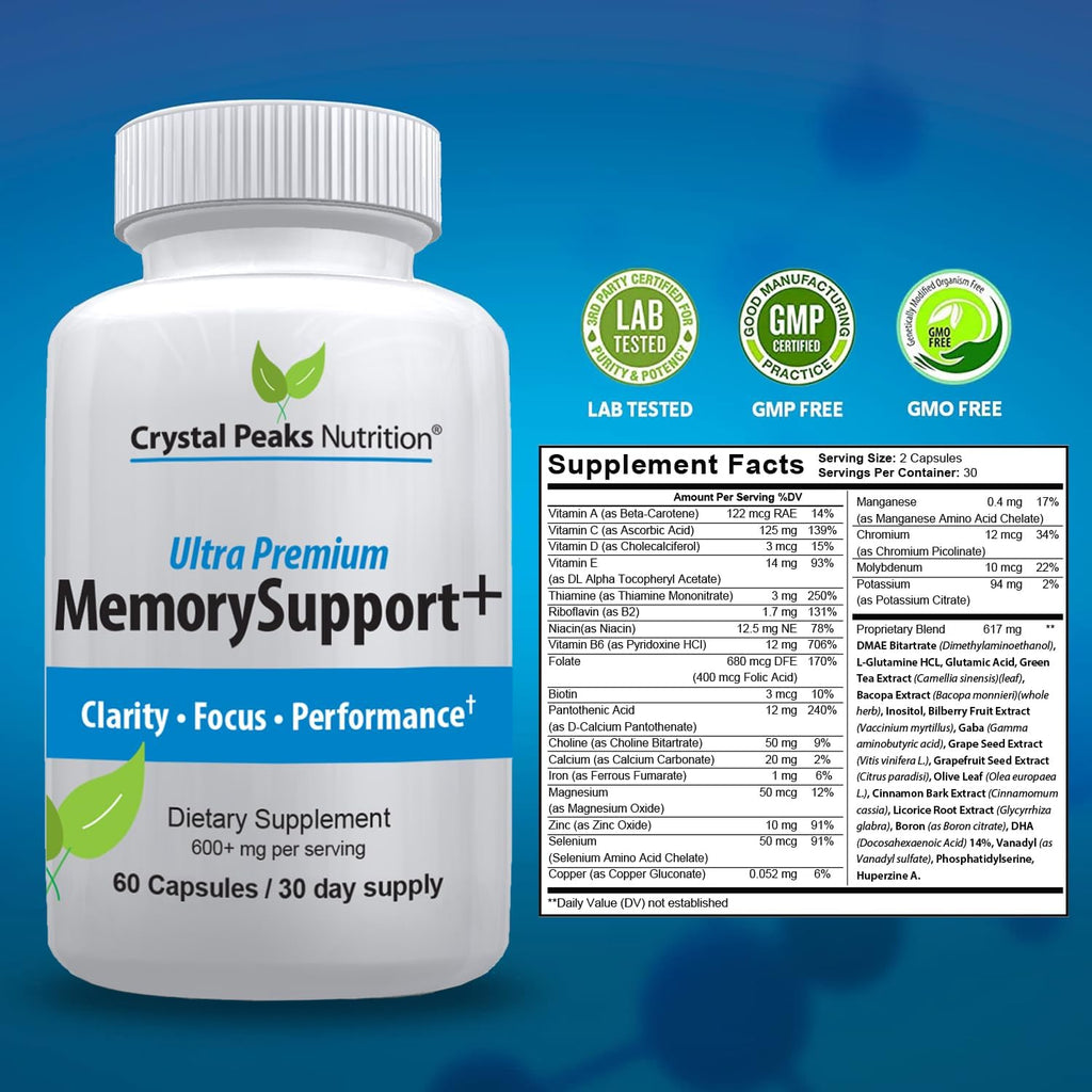 Memory Boost + Brain Support – Suplemento Nootrópico para Memoria, Concentración y Claridad Mental