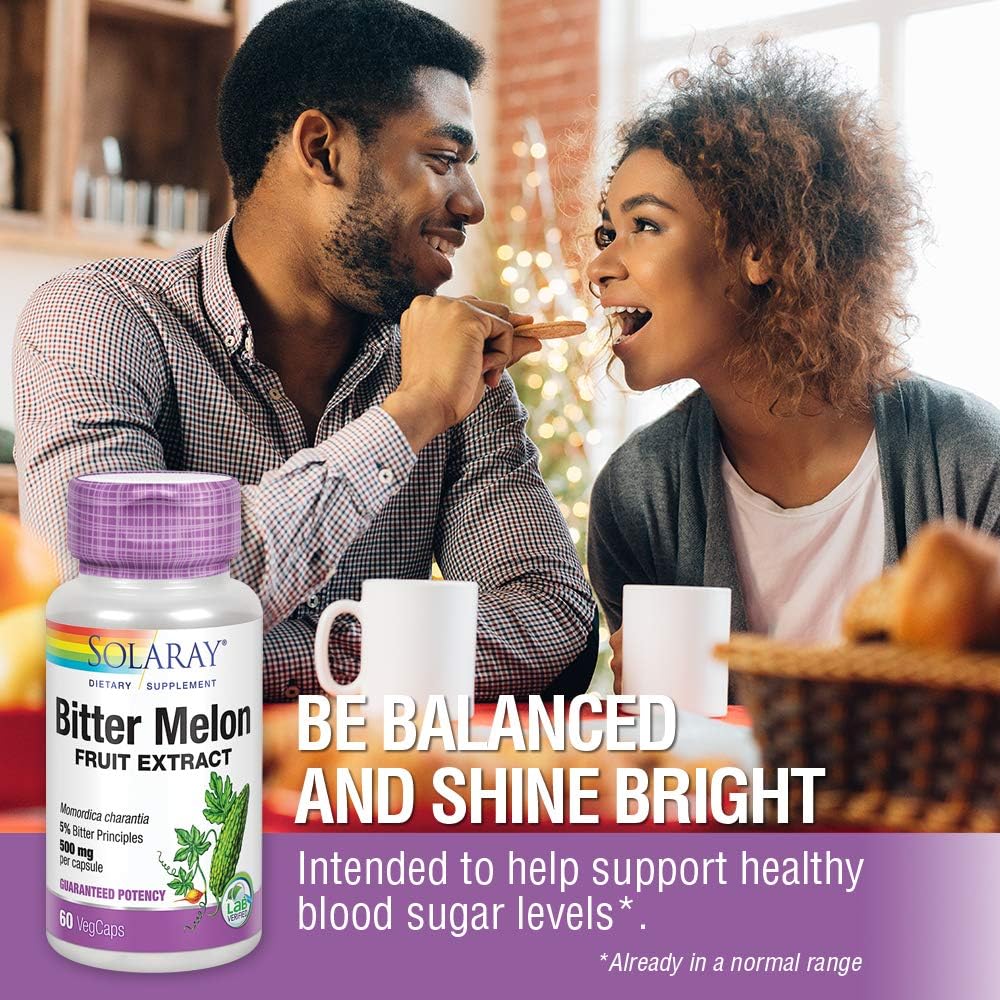 SOLARAY Extracto de Melón Amargo 500mg con 5% de Principios Amargos - 60 Cápsulas Vegetales