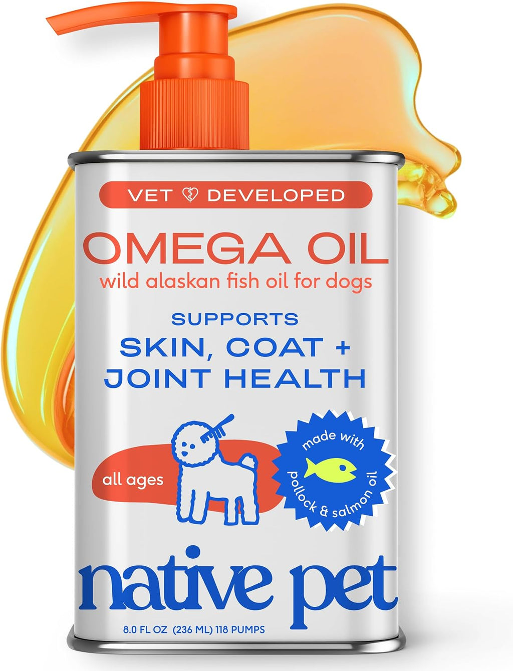 Native Pet Aceite de Salmón Salvaje de Alaska Omega 3 para Perros y Gatos – 236ml