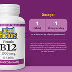 Natural Factors Vitamina B12 Cianocobalamina 1000 mcg - 60 Comprimidos