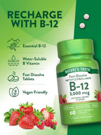 Nature's Truth Metilcobalamina B12 5000mcg Sublingual - Pack de 3 - 180 Comprimidos Sabor Berry