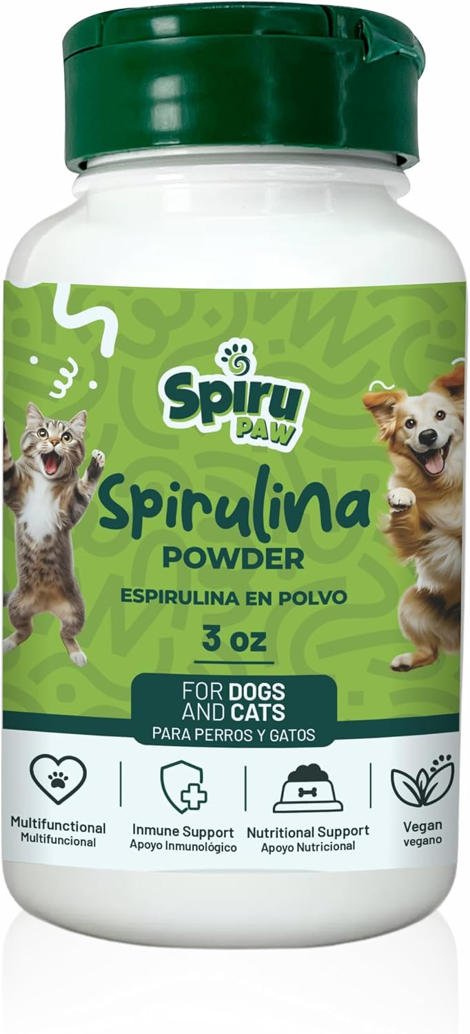 SPIRU PAW Comprimidos de Espirulina para Perros y Gatos - Complemento Natural con Microalgas - 60 Comprimidos