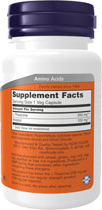 NOW Foods L-Theanina 200 mg con Inositol, 60 cápsulas (Pack de 2)