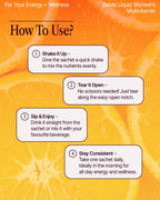 BeMe Multivitamínico Líquido para Mujeres - 13 Vitaminas y Minerales - 15 Sobres, Sabor Naranja