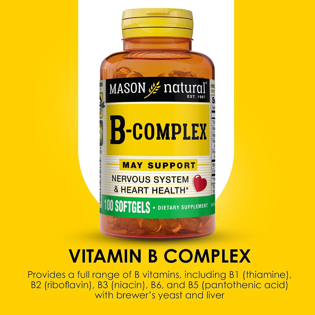 Mason Natural Complejo B, 300 Cápsulas Blandas (3 Envases de 100)