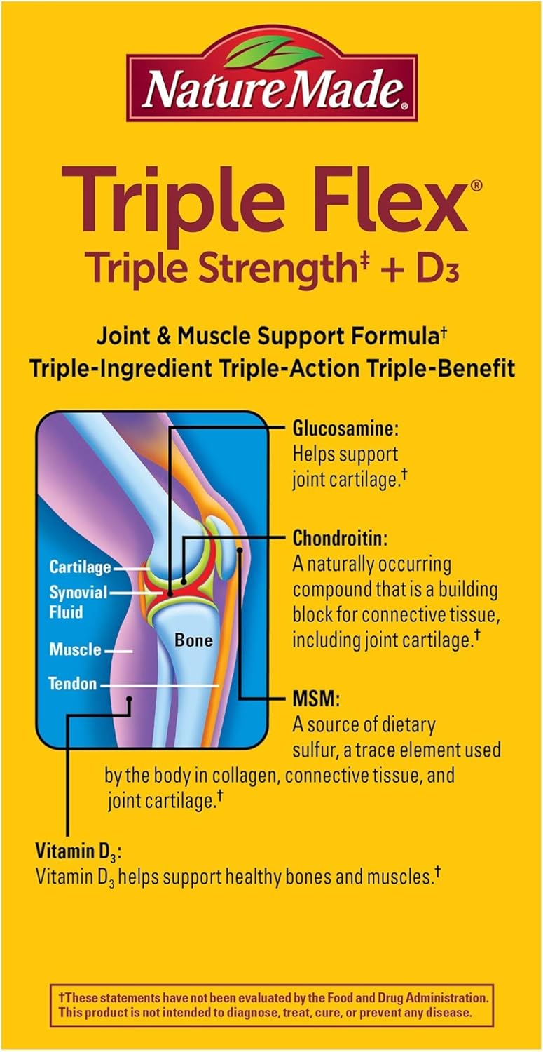 Nature Made TripleFlex Triple Strength con Vitamina D3, 120 cápsulas