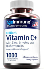 AgeImmune Vitamina C 1000mg + L-Lisina, Zinc y Bioflavonoides