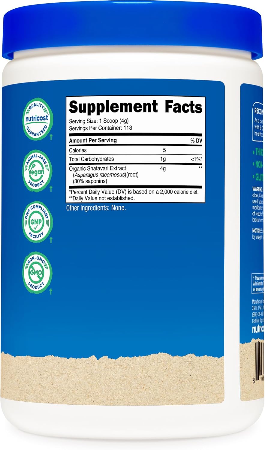 Nutricost Shatavari Orgánico en Polvo - 454 g