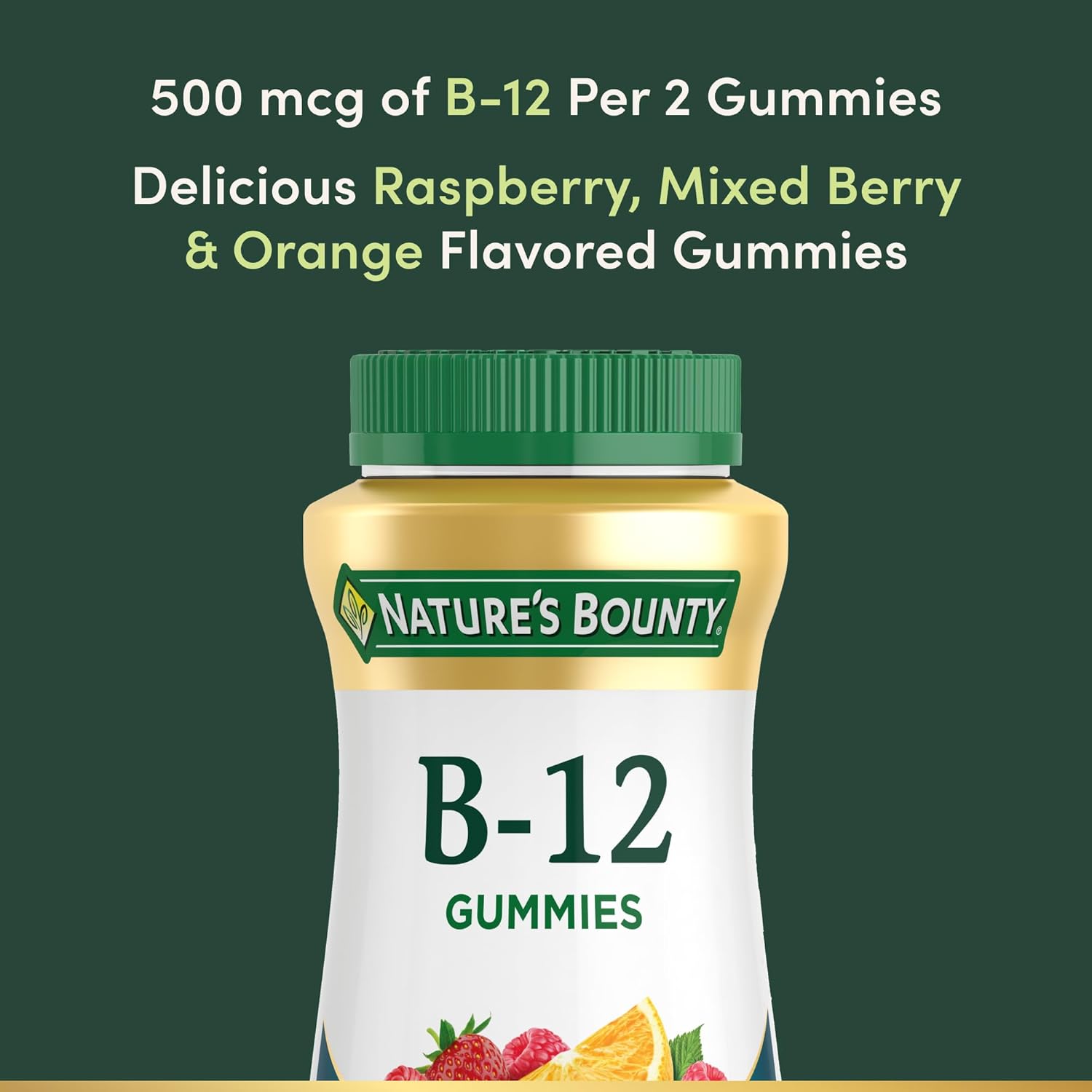 Nature's Bounty Gomitas de Vitamina B12, 500 mcg, 90 Gomitas, Sabor a Bayas Mixtas