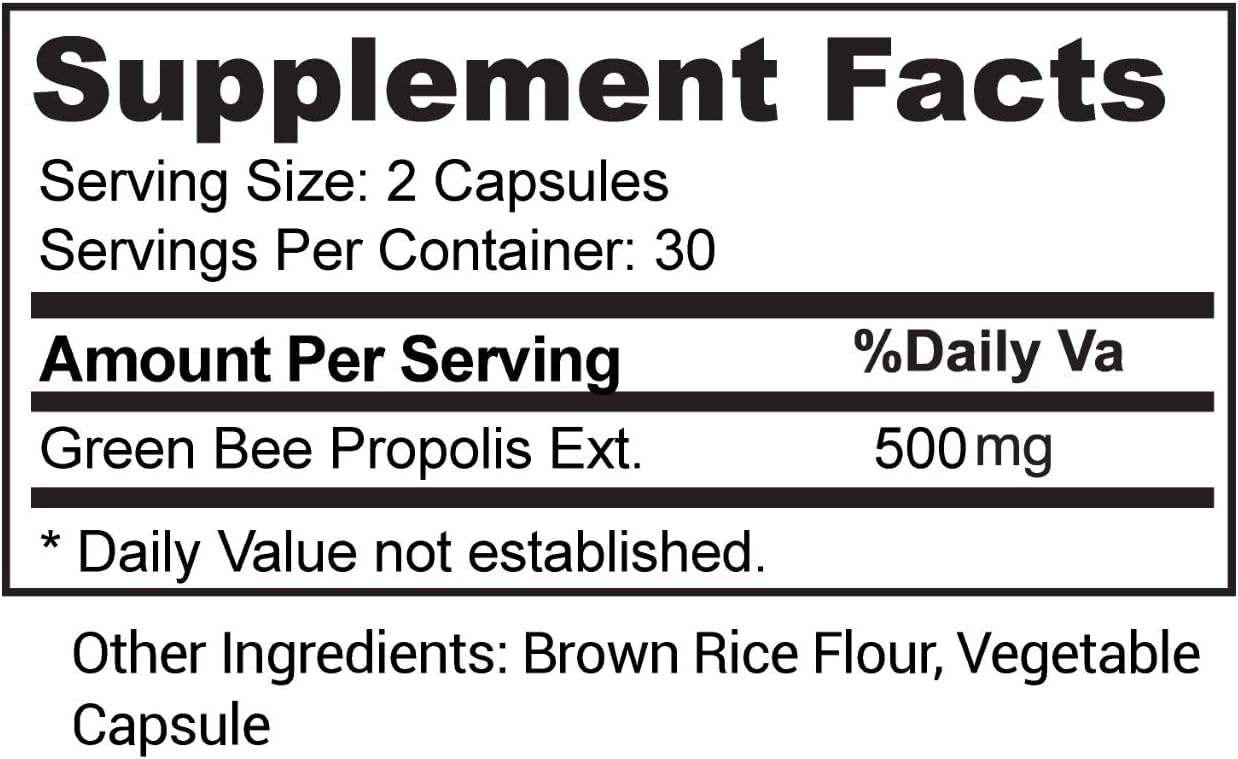 Aoratos 100% Brazilian Green Propolis Enriched 500mg, Apoyo Inmunológico, 60 Cápsulas Vegetales