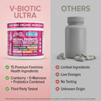 Clean Nutra Vaginal Probiotics for Women + Prebiotics Digestive Enzymes Bromelain Cranberry D Mannose Horsetail Black Cohosh Artichoke Hibiscus Flowers Probiotic for Digestive Health 90 Vegan Capsules