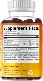 Vitamatic Vitamina D3 5000 UI sin Azúcar - 120 Gominolas - Sabor Mora - Huesos, Estado de Ánimo y Sistema Inmunitario