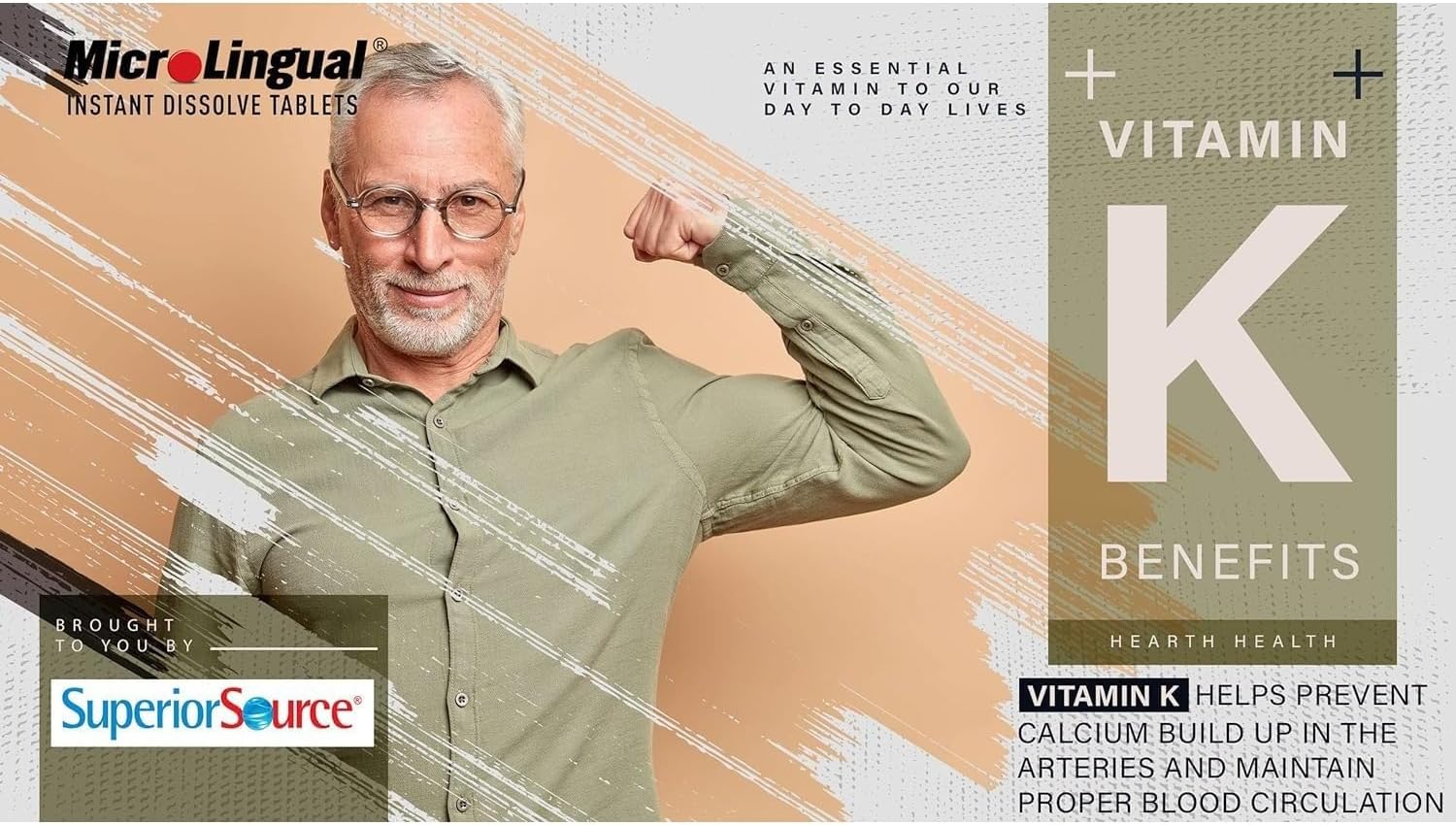 Superior Source Advanced Triple K - Bone Supplement with Vitamins K1 and K2 - 30 Instant Dissolve Tablets