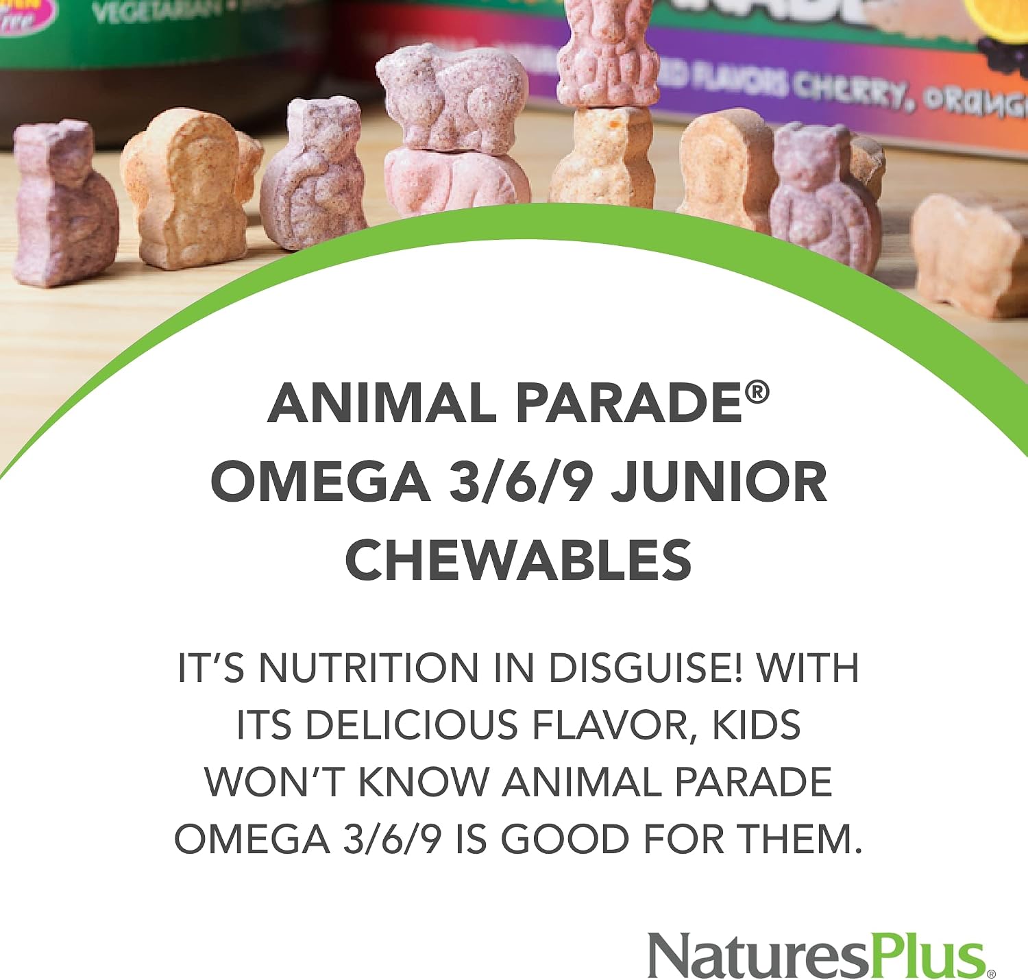 NaturesPlus Animal Parade Omega 3/6/9 Junior - 90 Cápsulas Blandas Sabor Limón
